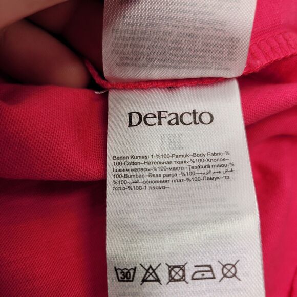 DeFacto Basic Women Casual Short Sleeve V-Neck T-Shirt Pink Size Small - Picture 7 of 9